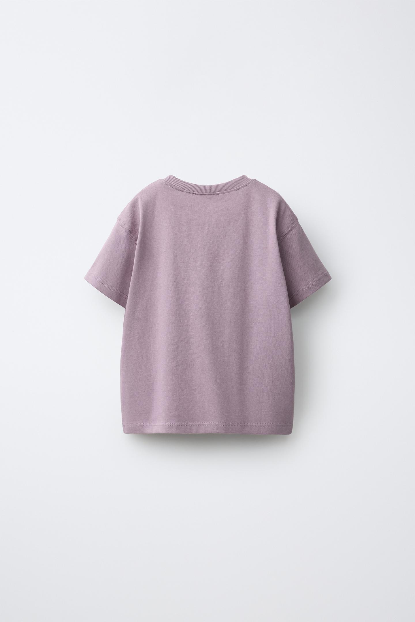 Детская футболка Zara Dog Print, цвет: Светлый сиреневый — фото 2