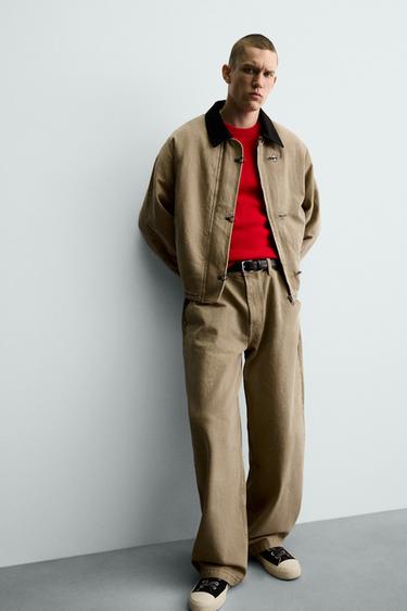 CONTRAST COLLAR FIREMAN CLASP JACKET - Sand by Zara - Image 6