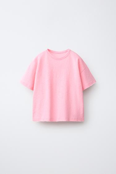 T-SHIRT DE ALGODÃO E LINHO MADE WITH LIBERTY FABRIC - Rosa da Zara