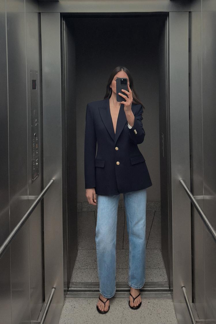 Chaquetas Blazer Tweed Azul Zara Chaqueta Tweed Azul Zara