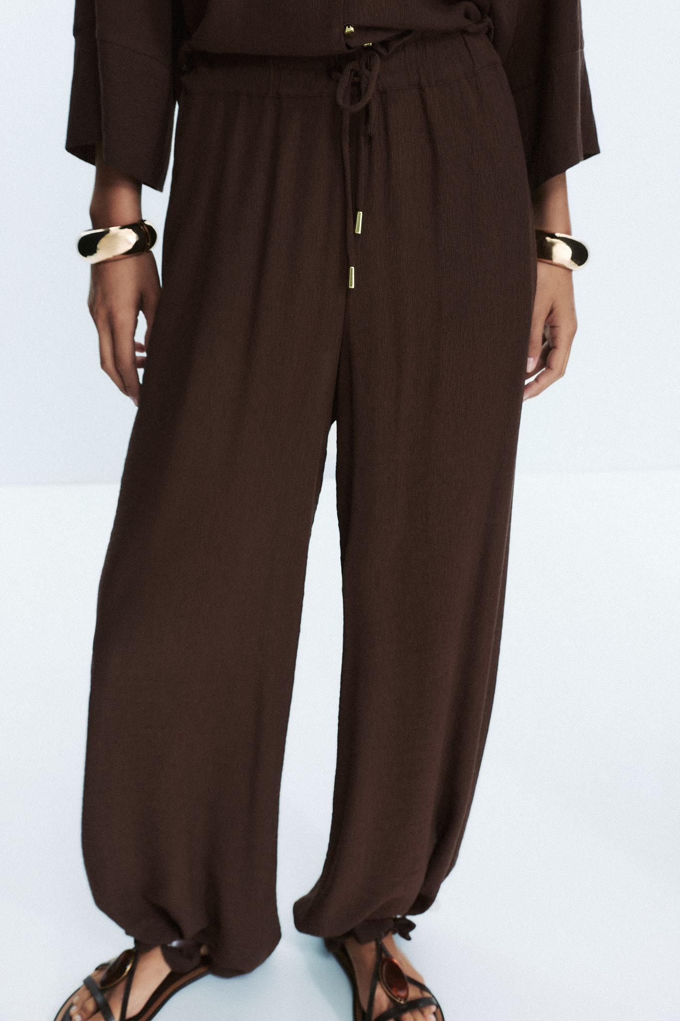【BAON】Bendys Washing Brown Wide Pants Poppy and Seed Easel Roxie Cotton Gauze Mineral Washed Wide