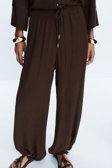 PANTALÓN ANCHO BAMBULA - Marrón de Zara