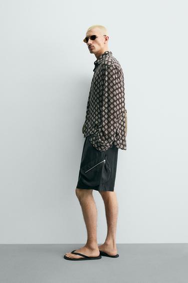 FLOWING GEOMETRIC PRINT SHIRT - Brown by Zara - Image 3