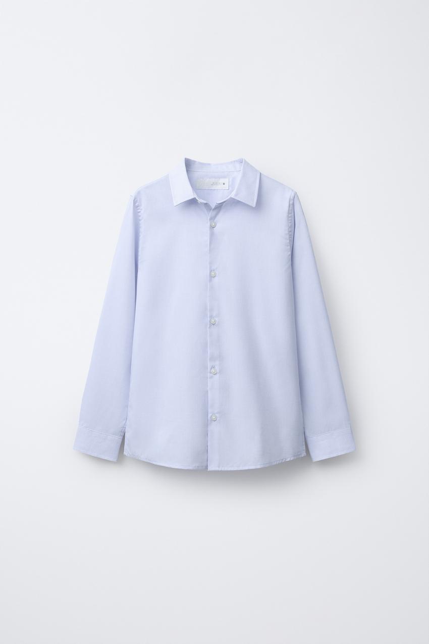 plain front dress shirt The Black Tux Cotton Fly-Front Dress Shirt-Classic In White
