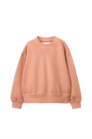 SUDADERA LISA GARMENT DYE - Naranja de Zara