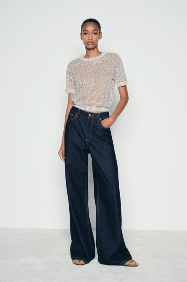 ТОП ИЗ ТОНКОГО ТРИКОТАЖА С АНИМАЛИСТИЧЕСКИМ ПРИНТОМ — Леопардовый от Zara — изображение 0