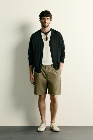 BERMUDA À PLIS REGULAR FIT - Beige de Zara