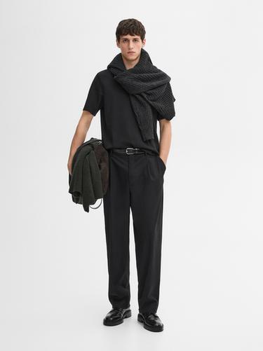 Zara Short sleeve cotton blend T-shirt - Black - Image 0