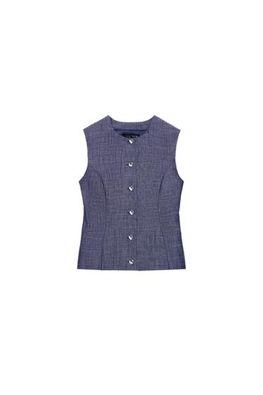 Zara DARTED VEST SET - Indigo