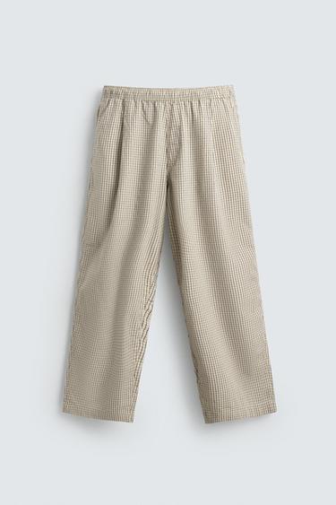 BALLOON FIT PLEATED TROUSERS - Ecru / Black by Zara - Image 0