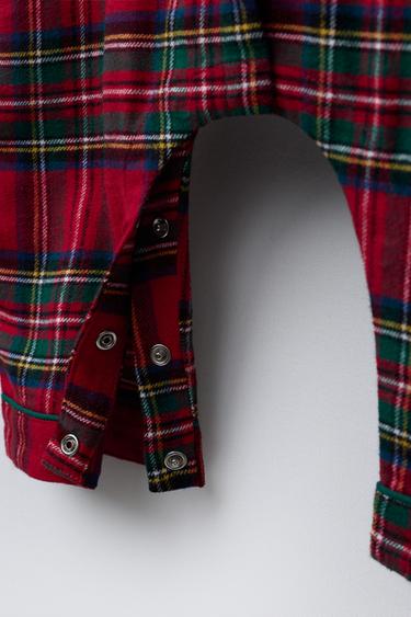 PYJAMA COMBINAISON EN FLANELLE À CARREAUX - Rouge de Zara - Image 3