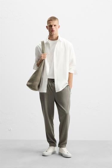 EASY CARE JOGGER WAIST TROUSERS - Khaki by Zara - Image 0