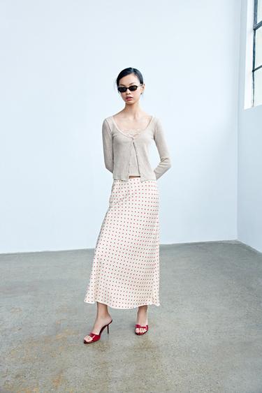 Zara 拼接蕾絲上衣夾克 - 沙色 / 斑紋