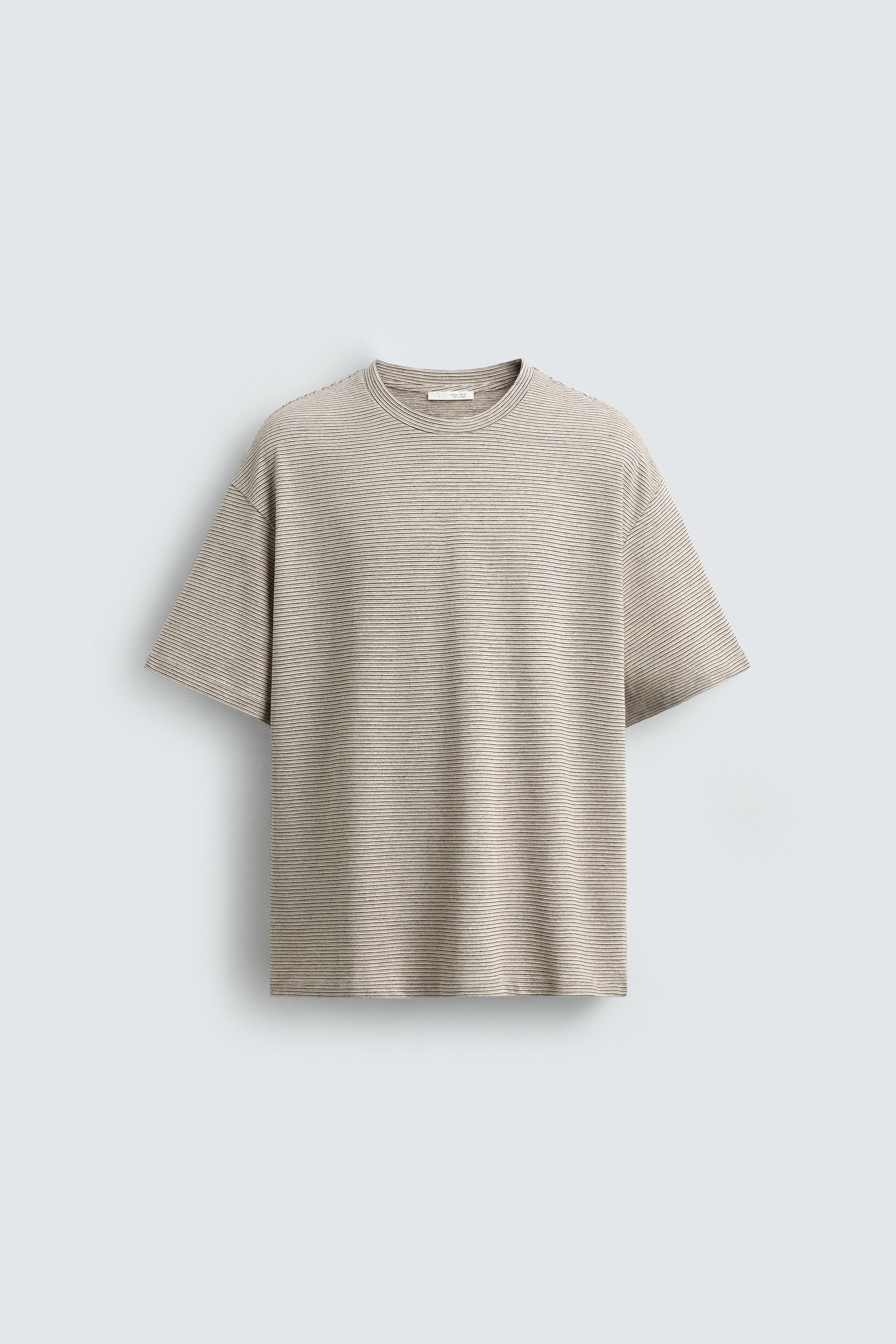 リラックスフィットストライプ柄Tシャツ - ストライプ | ZARA Japan / 日本