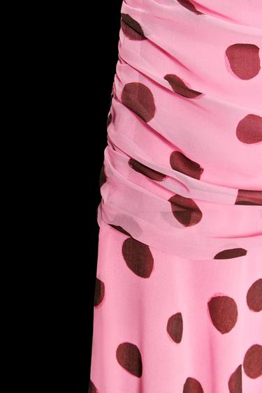 Zara POLKA DOT MAXI DRESS - Pinks