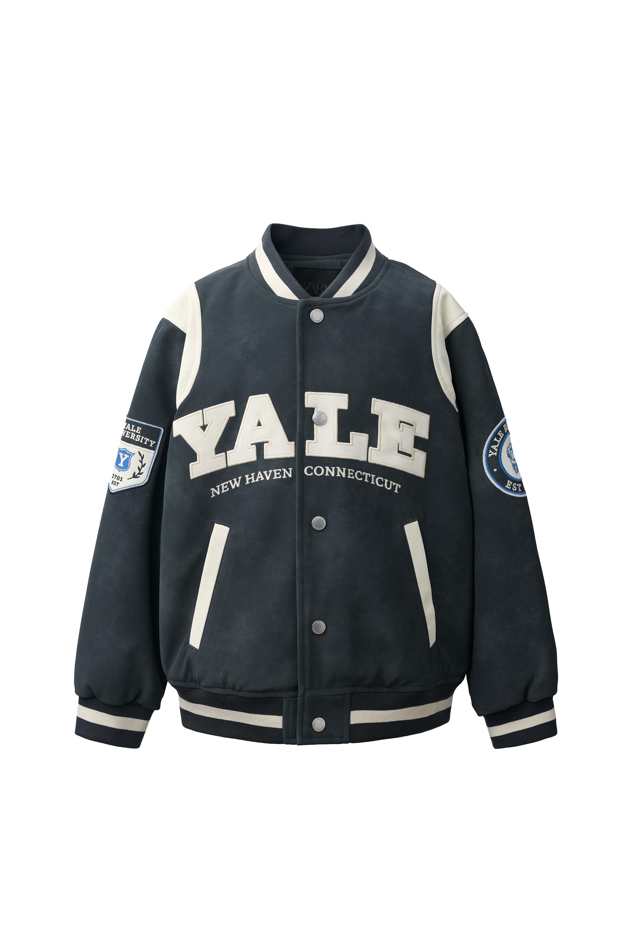 ZARA YALE キルティングジャケット YALE™ PRINTED FAUX LEATHER BOMBER JACKET - Blue | ZARA United States