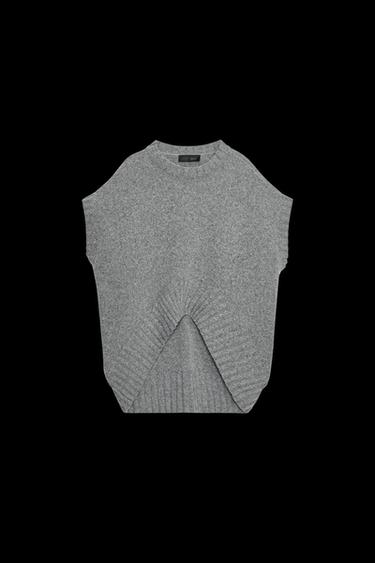 CHALECO OVERSIZE PUNTO CON LANA - Gris de Zara