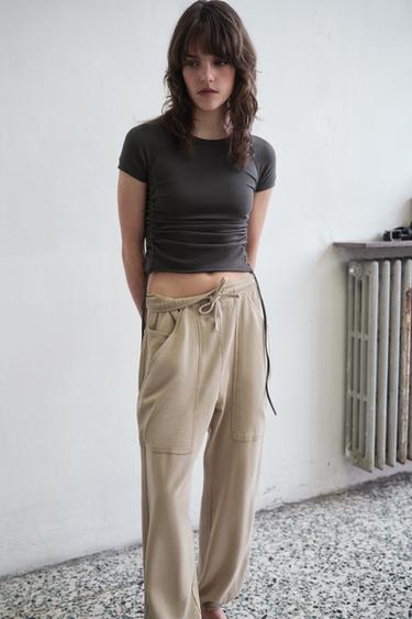 PANTALON DE JOGGING À POCHES - Beige de Zara - Image 1