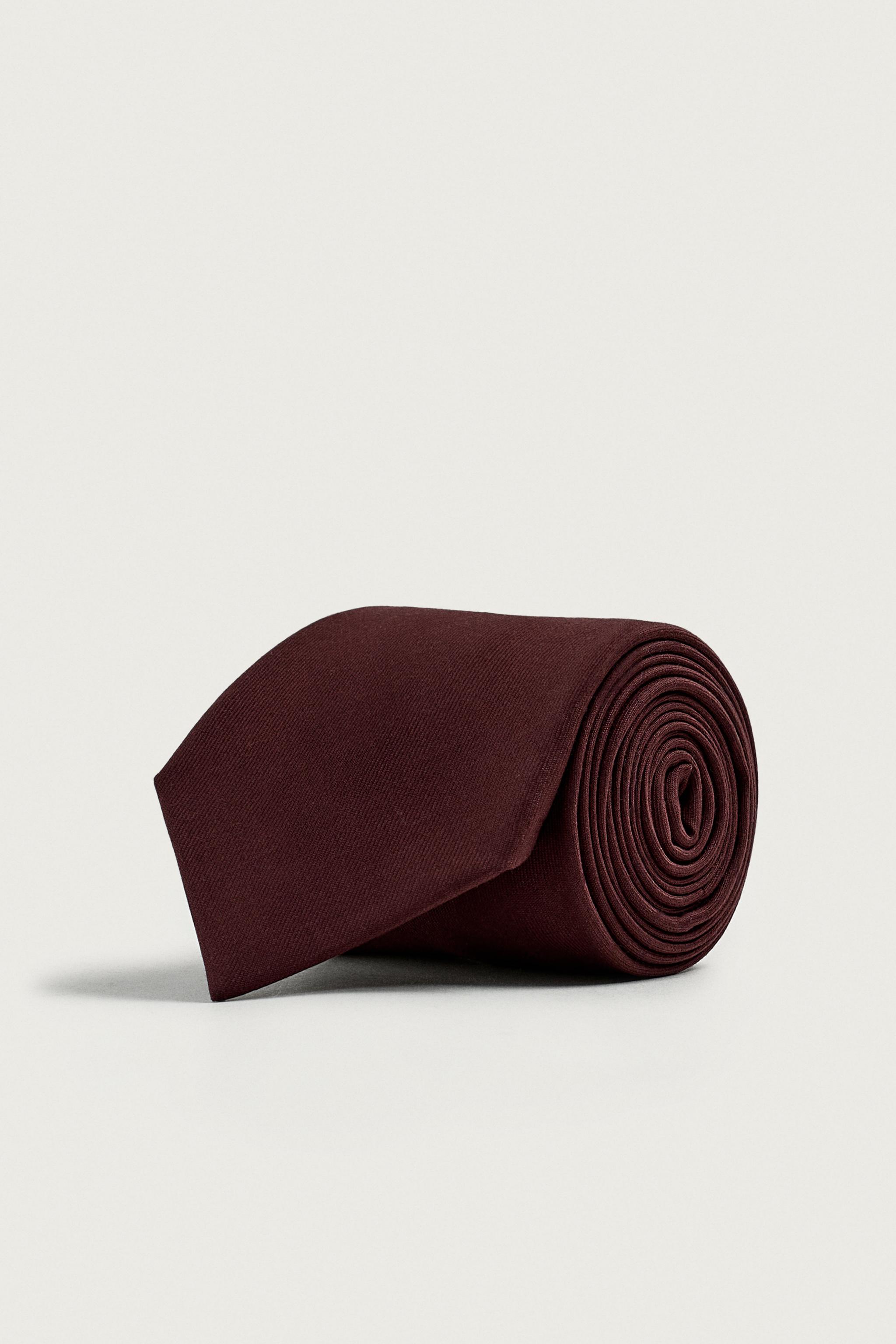 100% WOOL TIE — Maroon