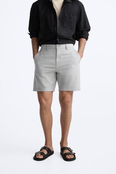 BERMUDA ALGODÓN - LINO - Gris de Zara