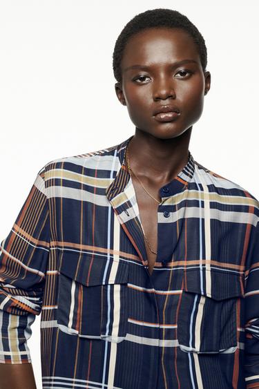 Zara ZW COLLECTION PLAID POCKET SHIRT - Multicolored