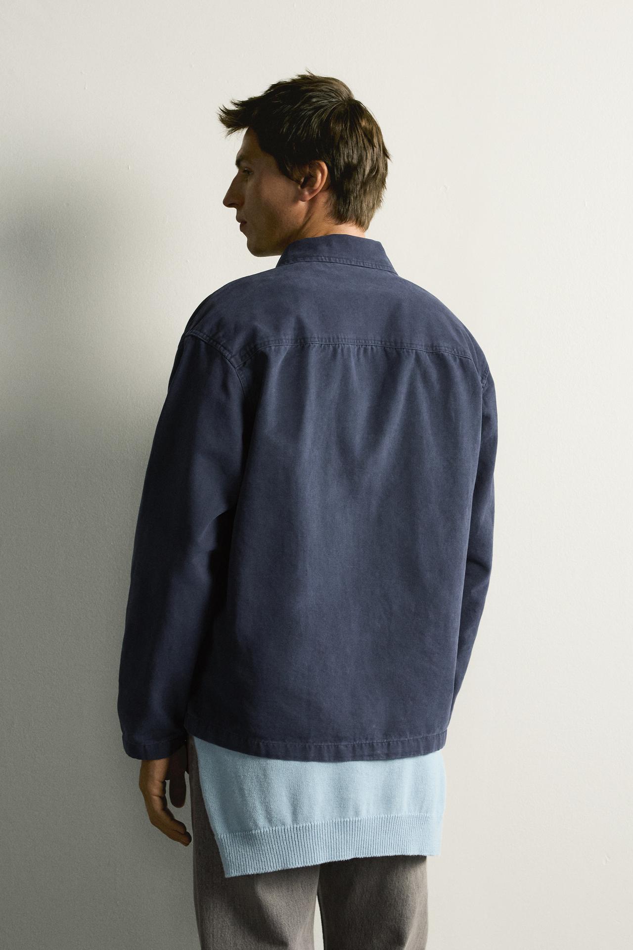 KNOT FROG FASTENING REGULAR FIT OVERSHIRT — Navy blue