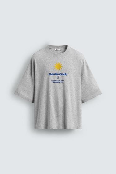 SUN CONTRAST PRINT T-SHIRT - Grey marl by Zara