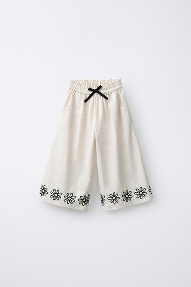 CULOTTE MIT BLUMENSTICKEREI - Hellbeige von Zara - Bild 0