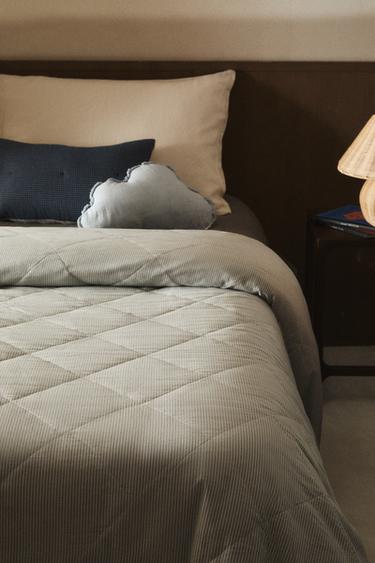Zara CHILDREN'S COTTON STRIPED QUILT - Blue
