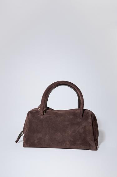 SPLIT SUEDE BOWLING BAG - Chocolate by Zara