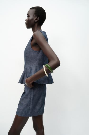 PEPLUM WAISTCOAT WITH LINEN - Light indigo by Zara - Image 2