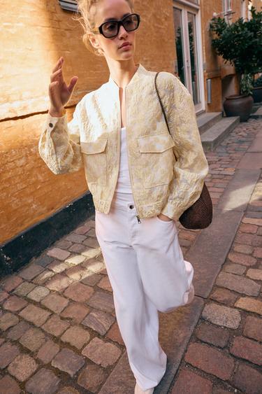 BOMBER JACQUARD - Jaune clair de Zara - Image 2