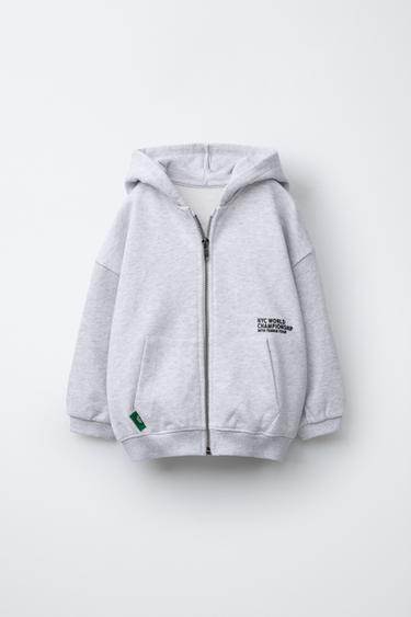 Zara TEXT ZIPPER JACKET - Gray marl