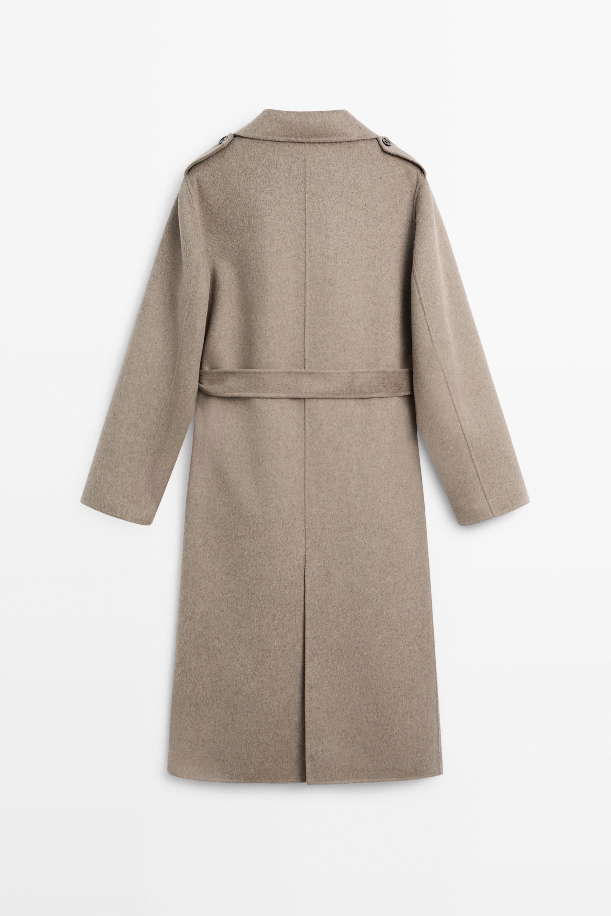 Long wool blend trench coat