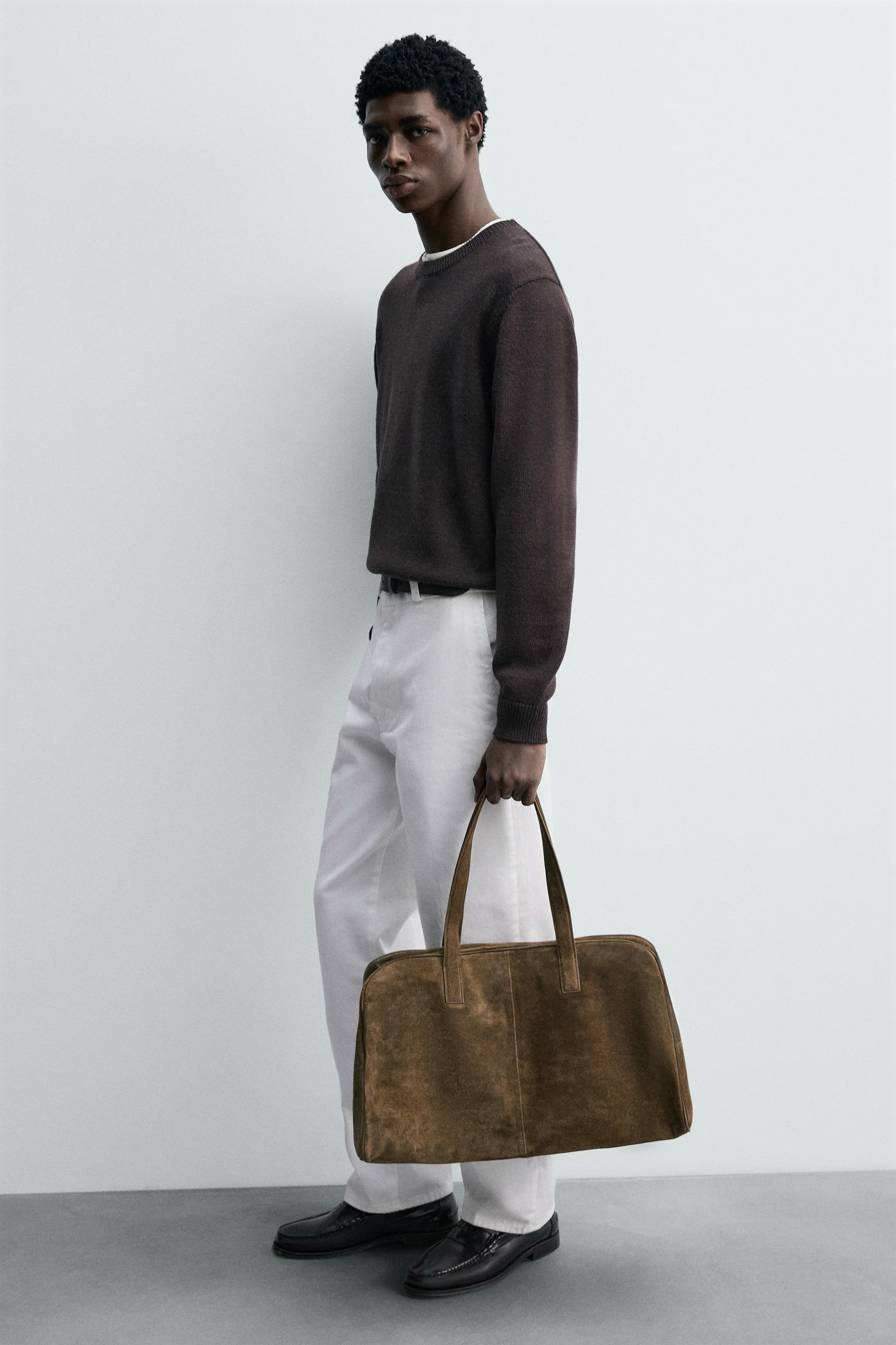 M LEATHER TRAVEL BAG - Khaki Green | ZARA Spain