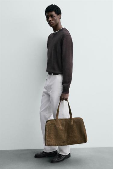 SAC DE VOYAGE CUIR M - Vert kaki de Zara