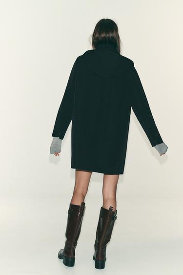 VESTE LONGUE À CAPUCHE - Noir de Zara - Image 2