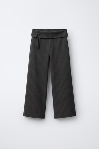 PINSTRIPE TROUSERS WITH BOW - Anthracite grey by Zara