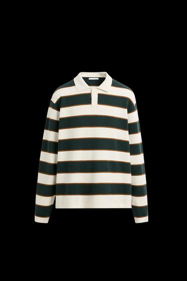 SOFT KNIT POLO SHIRT - Green stripe by Zara