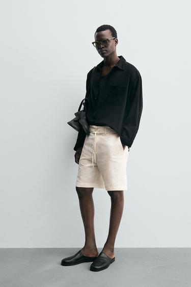 BERMUDA SHORTS WITH CORD - Oyster-white by Zara - Image 3