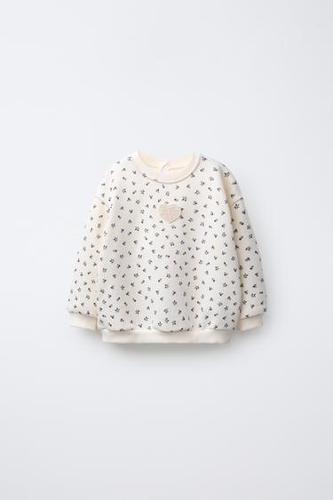 PRINTED SWEATSHIRT - Ecru / Blue by Zara