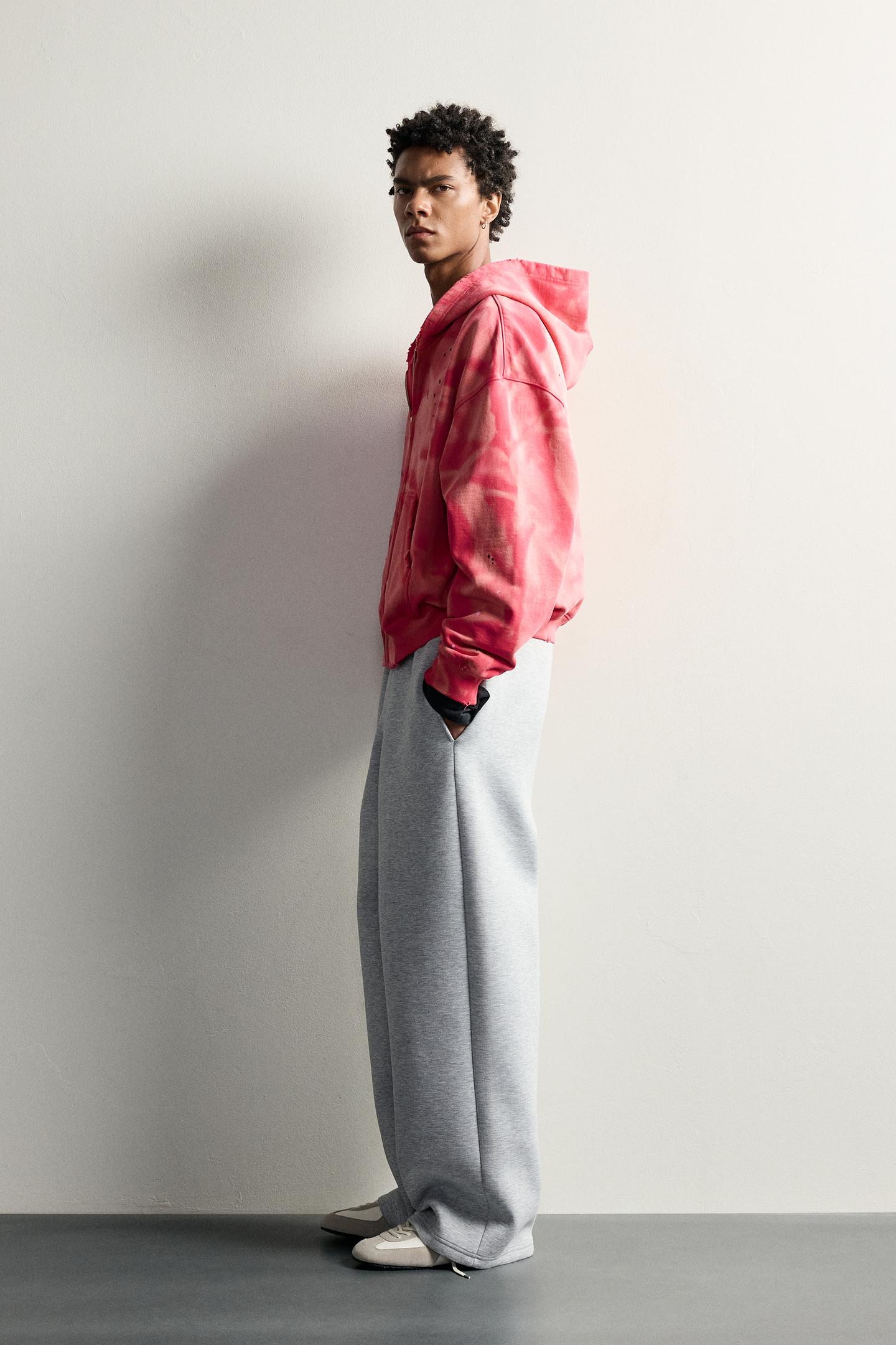 Мужское худи Zara Paint Splatter Print, цвет: Розовый — фото 4