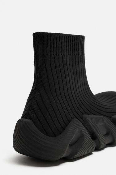 FABRIC HIGH-TOP TRAINERS - Black by Zara - Image 2
