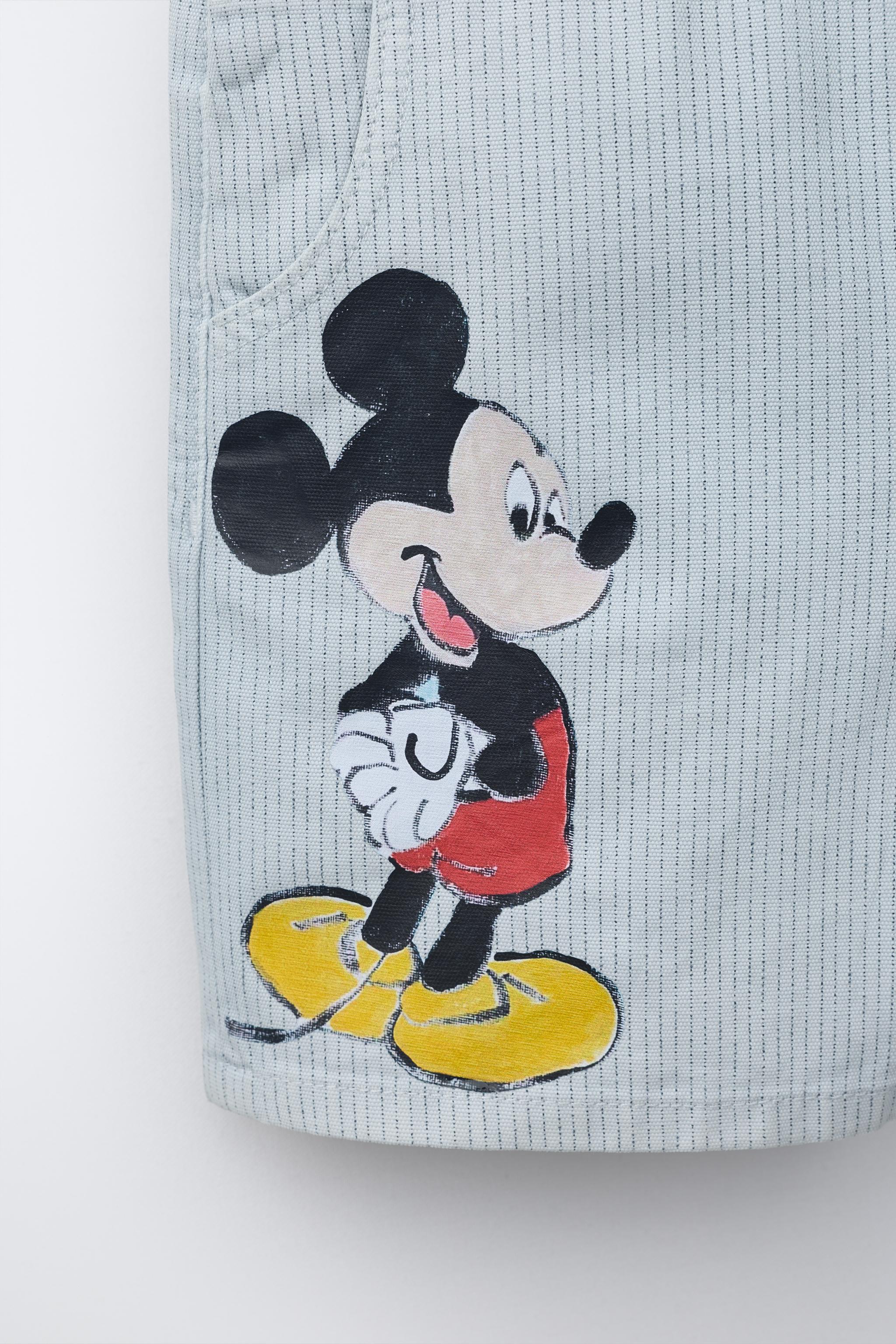 MICKEY MOUSE © DISNEY STRIPED CANVAS SHORT OVERALLS