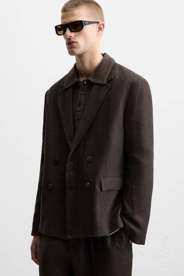 100% LINEN SUIT BLAZER - Brown by Zara - Image 5