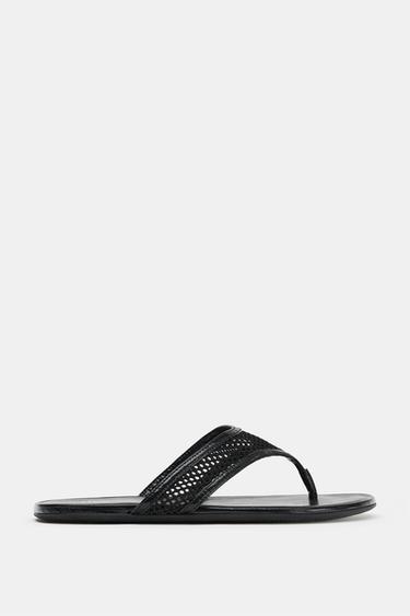 Zara MESH SLIDE SANDALS - Black