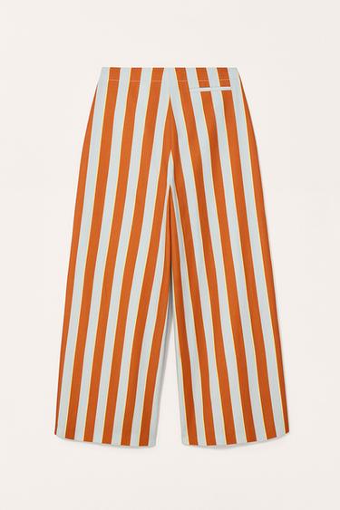 LIMITED EDITION STRIPED WIDE-LEG TROUSERS - Orange by Zara - Image 5