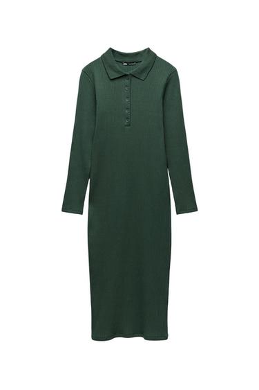 RIBBED POLO DRESS