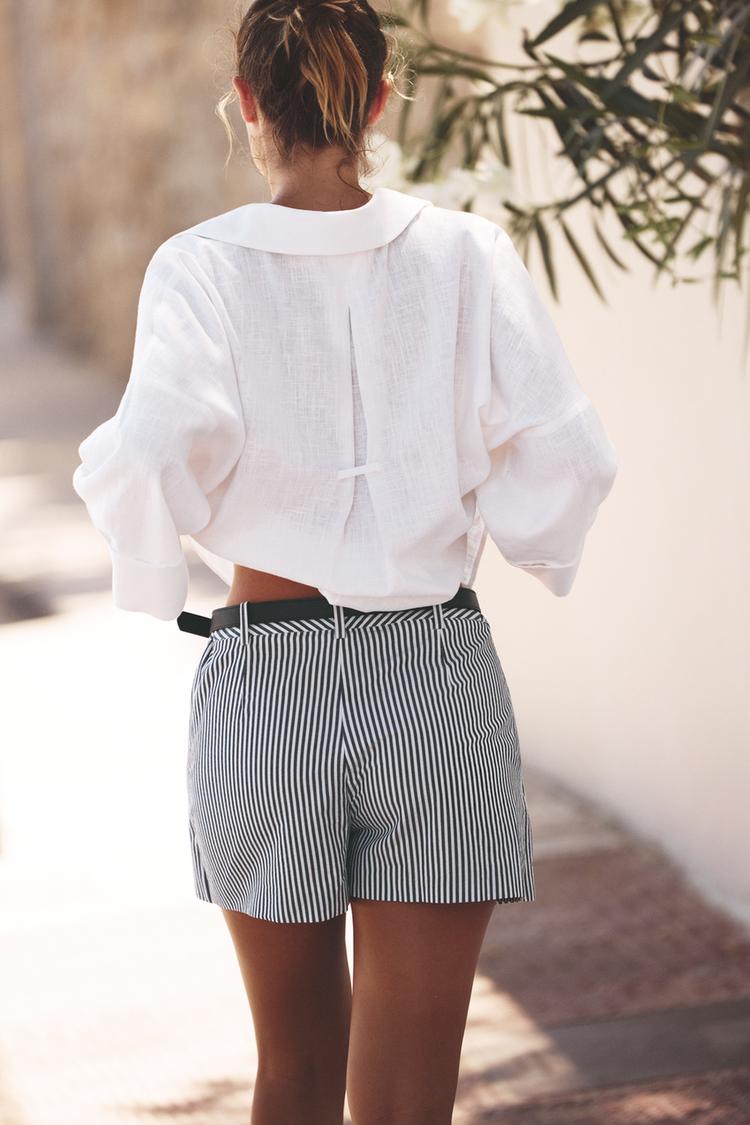 STRIPED BELTED CULOTTES