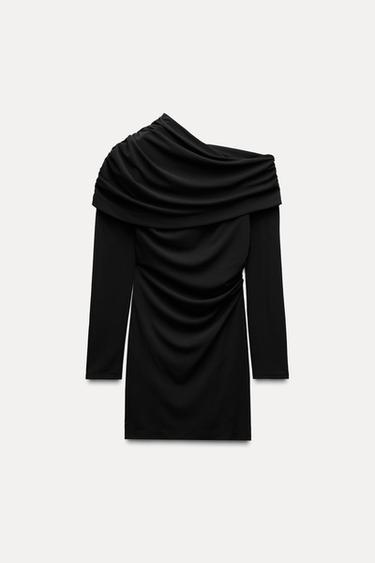 PLEATED ASYMMETRIC DRESS - Black by Zara